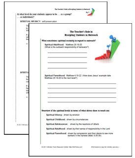 Teacher's Role in Discipling Students in Regard to the Outreach