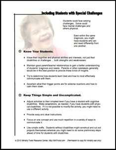 Including Students with Special Needs or Challenges